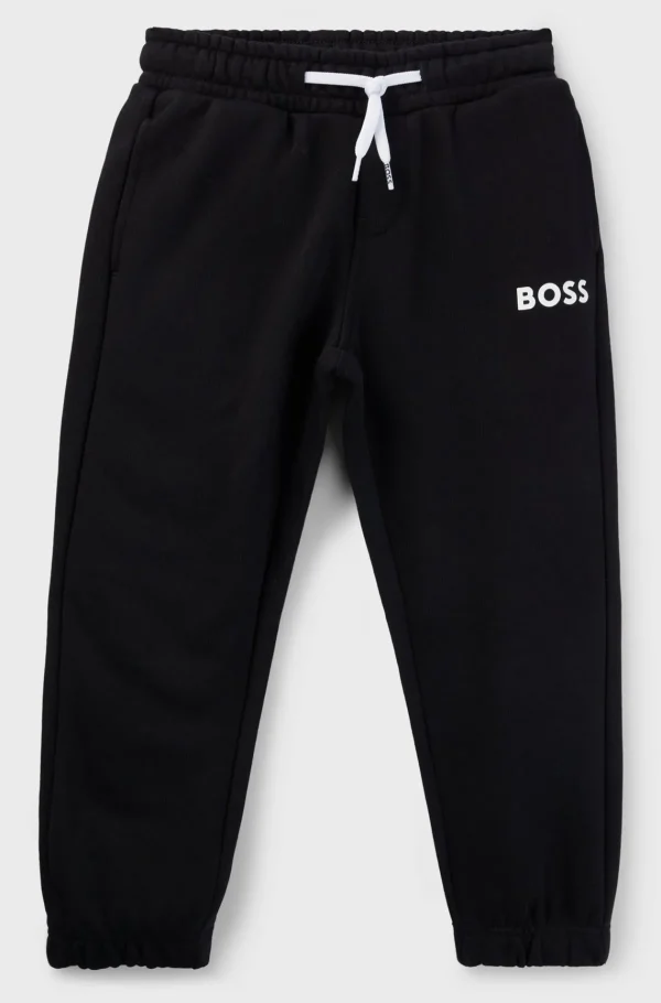 Crianças HUGO BOSS Partes De Baixo Para Rapaz>Calças De Fato De Treino Em Velo Com Estampado De Logótipo