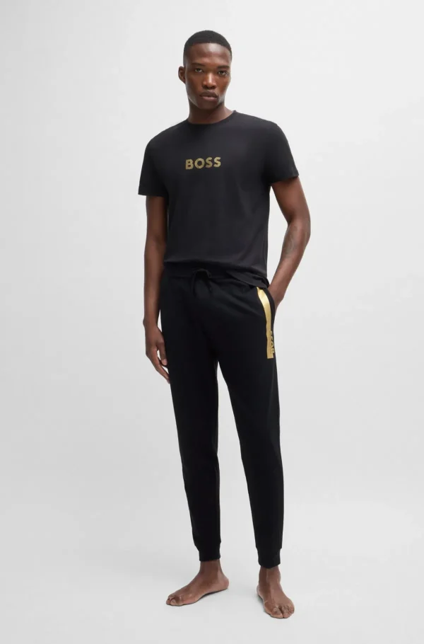 HUGO BOSS Pijamas E Loungewear>Calças De Fato De Treino Em Algodão Terry Com Logótipo Metalizado