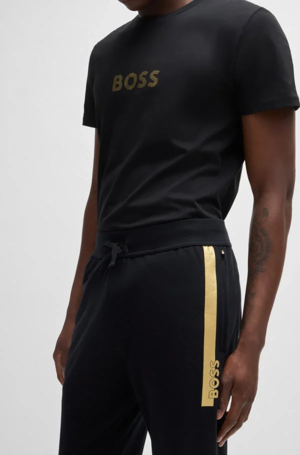 HUGO BOSS Pijamas E Loungewear>Calças De Fato De Treino Em Algodão Terry Com Logótipo Metalizado