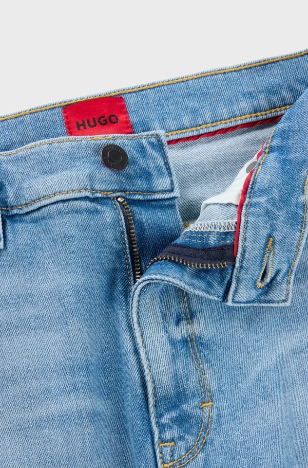 HUGO BOSS Calças De Ganga>Calças De Ganga De Ajuste Slim Em Ganga Leve Elástica Azul