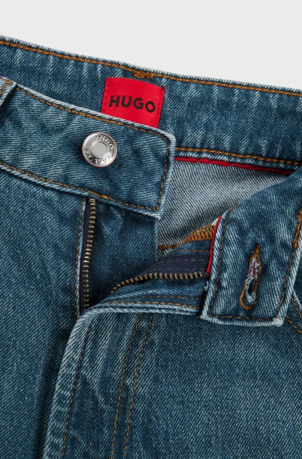 MULHER HUGO BOSS Calças De Ganga>Calças De Ganga De Ajuste Descontraído Em Ganga Elástica Confortável Azul Escura