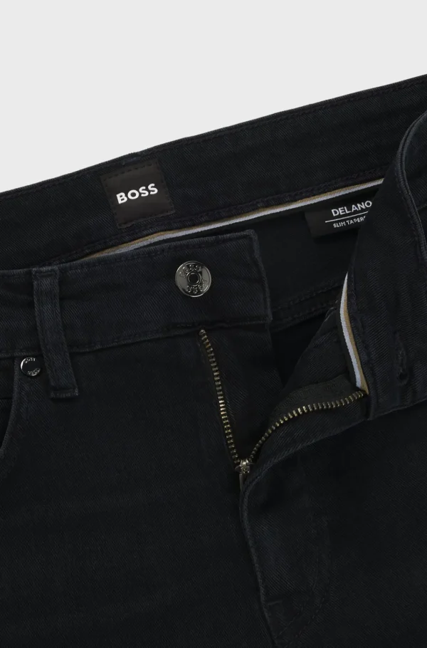 HUGO BOSS Calças De Ganga>Calças De Ganga Em Tom Azul-preto De Ajuste Slim Em Ganga Elástica Confortável