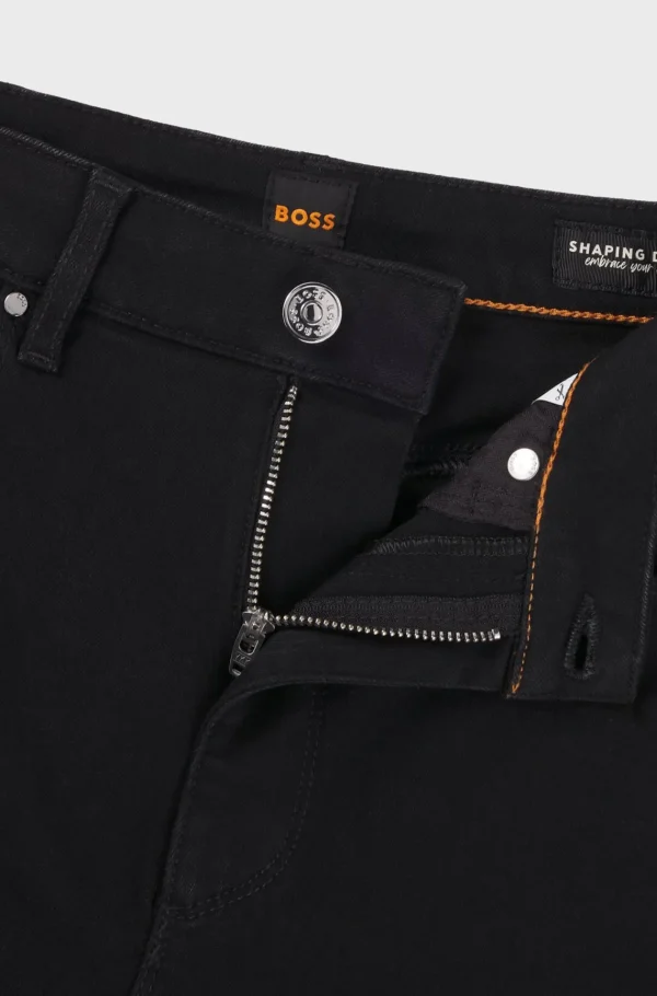 MULHER HUGO BOSS Calças De Ganga>Calças De Ganga Pretas Boot-cut Em Ganga Elástica