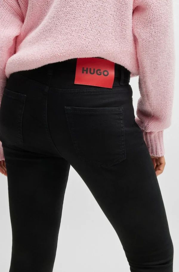 MULHER HUGO BOSS Calças De Ganga>Calças De Ganga Pretas Com Ajuste Skinny Em Ganga Elástica