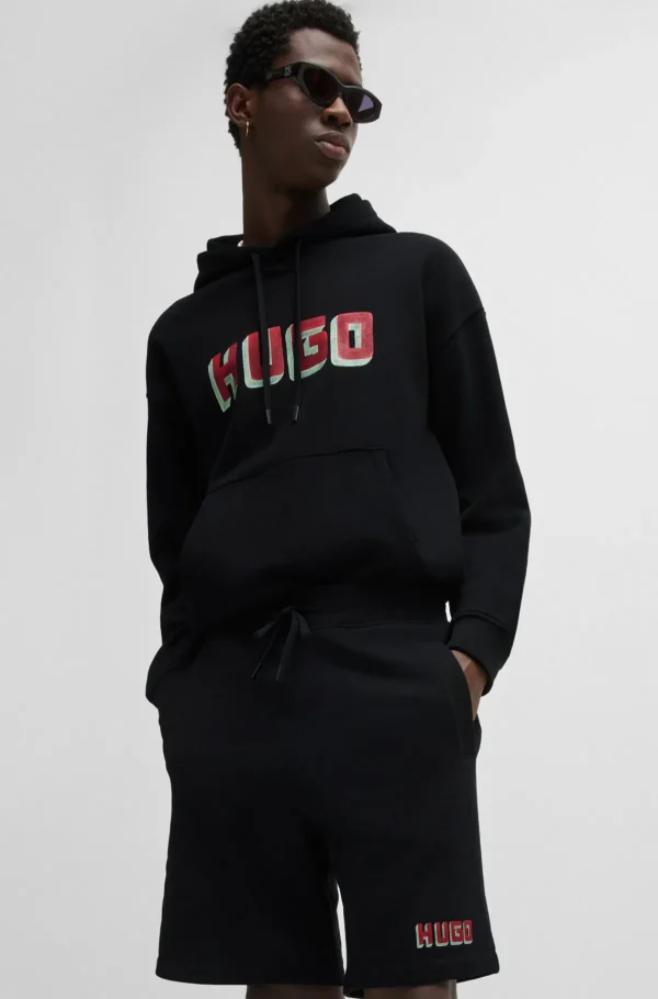 HUGO BOSS Calças E Calções | Sweats E Hoodies>Calções De Ajuste Descontraído De Algodão Terry Com Detalhe De Logótipo