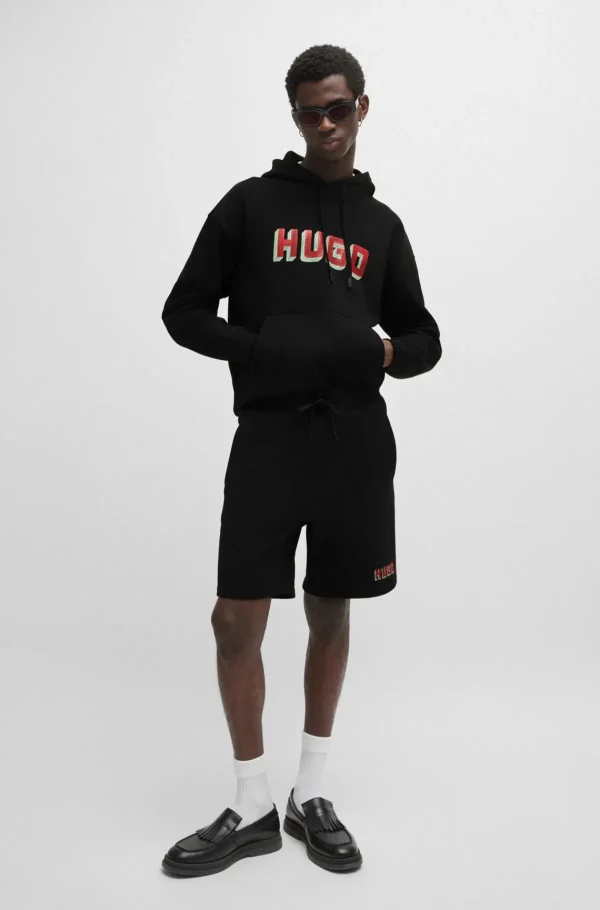 HUGO BOSS Calças E Calções | Sweats E Hoodies>Calções De Ajuste Descontraído De Algodão Terry Com Detalhe De Logótipo