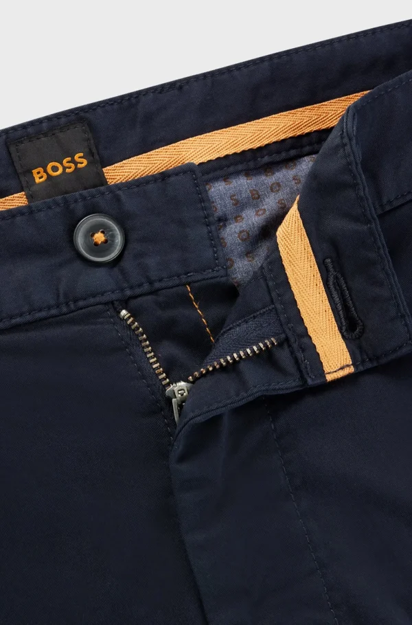 HUGO BOSS Calças E Calções>Calções De Ajuste Slim Em Sarja De Algodão Elástico