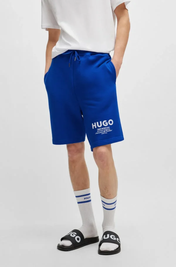 HUGO BOSS Sweats E Hoodies>Calções De Algodão Felpudo Com Cordão E Estampa De Logótipo