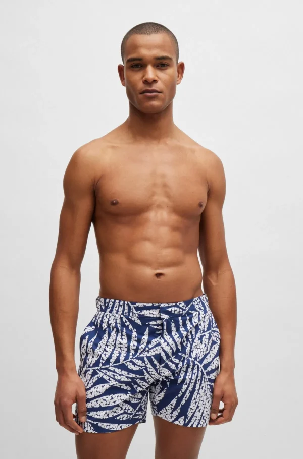 HUGO BOSS Roupa De Praia>Calções De Banho Com Forro De Secagem Rápida Em Tecido Estampado