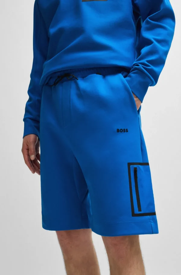 HUGO BOSS Calças E Calções | Sweats E Hoodies>Calções Em Mistura De Algodão Com Logótipo Refletor Decorativo