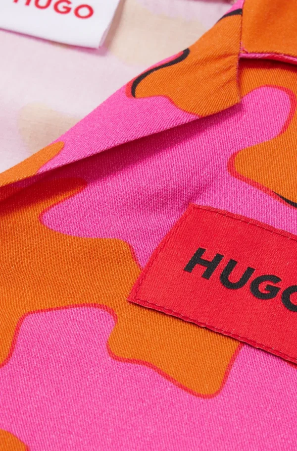 Crianças HUGO BOSS Partes De Cima Para Rapaz>Camisa Com Estampado Ousado E Etiqueta Vermelha Com Logótipo Para Criança