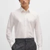 HUGO BOSS Artigos Essenciais>Camisa De Ajuste Extra-slim Em Popelina De Algodão Elástico