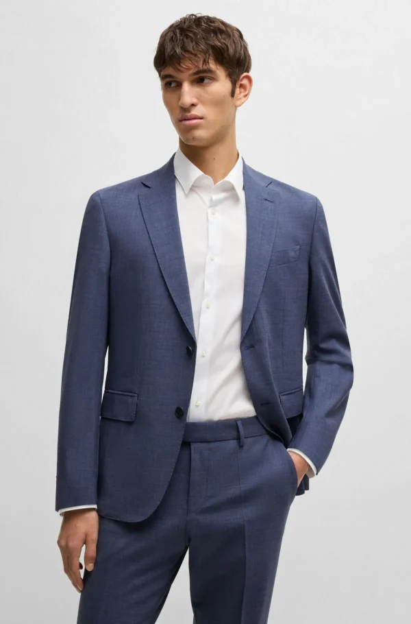 HUGO BOSS Camisas>Camisa De Ajuste Extra-slim Em Popelina De Algodão Elástico Fácil De Passar A Ferro