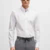 HUGO BOSS Camisas>Camisa De Ajuste Regular Numa Mistura De Jersey De Algodão Estruturado