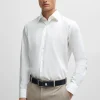 HUGO BOSS Camisas>Camisa De Ajuste Regular Em Popelina De Algodão Elástico Fácil De Passar A Ferro