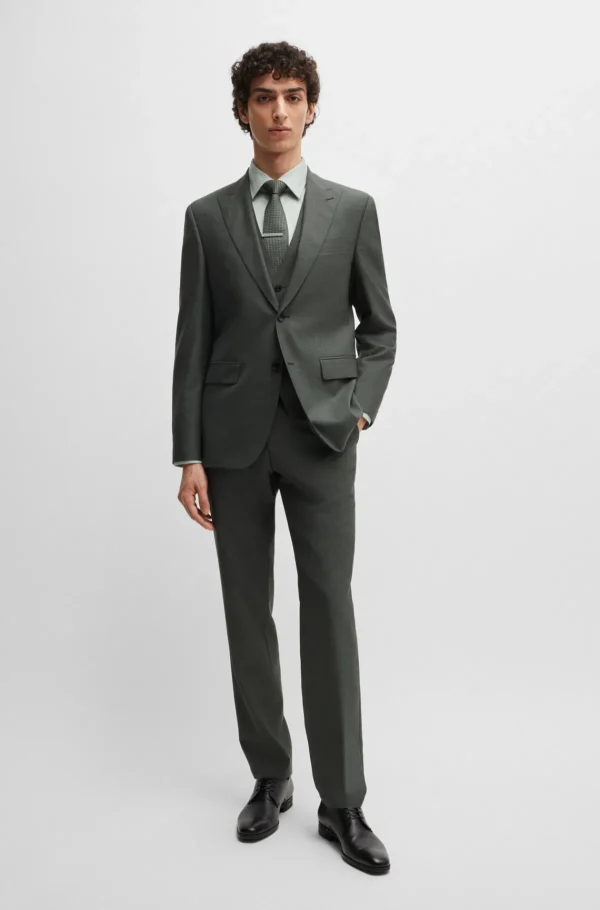 HUGO BOSS Camisas>Camisa De Ajuste Regular Em Algodão Elástico Estruturado Fácil De Engomar