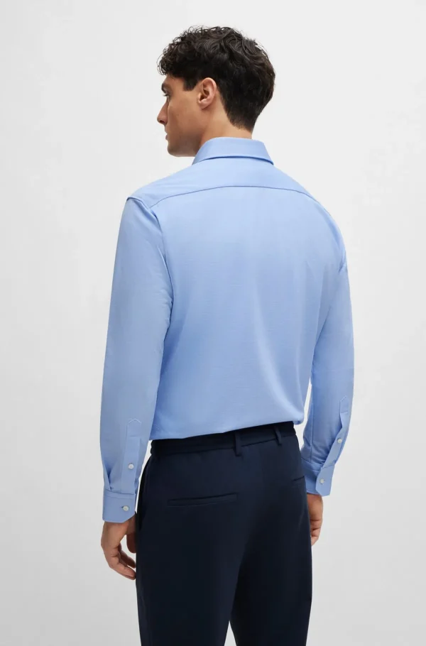 HUGO BOSS Camisas>Camisa De Ajuste Regular Numa Mistura De Jersey De Algodão Estruturado