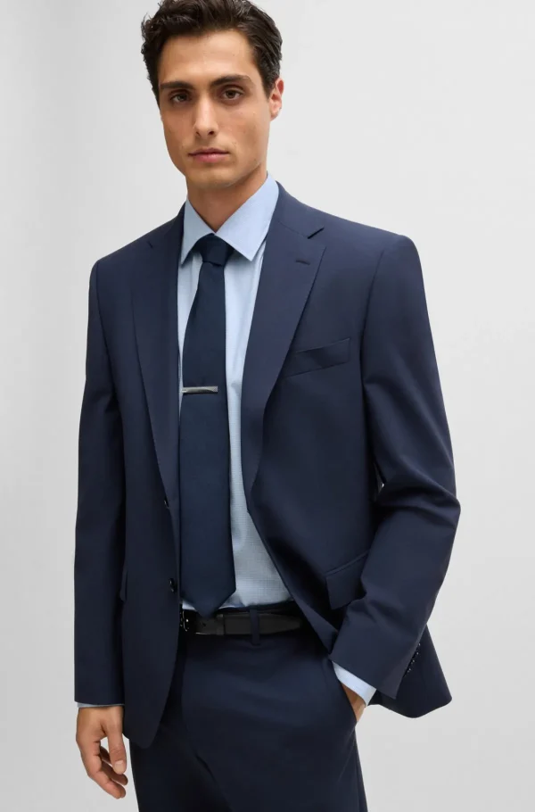 HUGO BOSS Camisas>Camisa De Ajuste Regular Em Algodão Elástico Pepita Fácil De Engomar