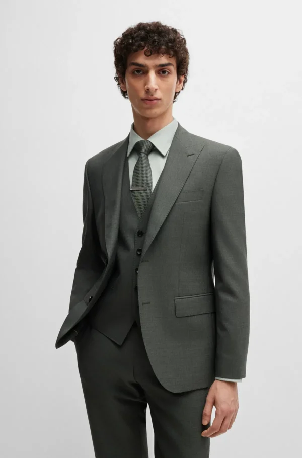 HUGO BOSS Camisas>Camisa De Ajuste Regular Em Algodão Elástico Estruturado Fácil De Engomar