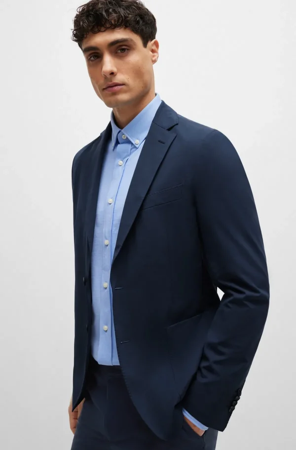 HUGO BOSS Camisas>Camisa De Ajuste Regular Numa Mistura De Jersey De Algodão Estruturado