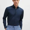 HUGO BOSS Camisas | Artigos Essenciais>Camisa De Ajuste Slim Em Popelina De Algodão Fácil De Engomar