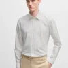 HUGO BOSS Camisas>Camisa De Ajuste Slim Em Algodão Oxford Estampado