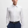 HUGO BOSS Camisas>Camisa De Ajuste Slim Em Popelina De Algodão Italiano