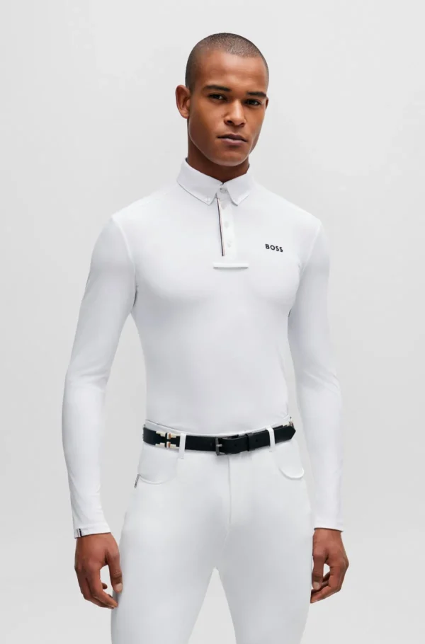 HUGO BOSS Roupa De Equitação>Camisa De Espetáculo Equestre Em Branco Com Detalhes De Riscas De Assinatura