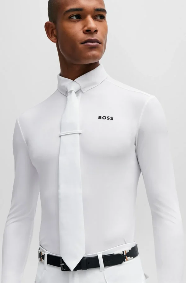 HUGO BOSS Roupa De Equitação>Camisa De Espetáculo Equestre Em Branco Com Detalhes De Riscas De Assinatura