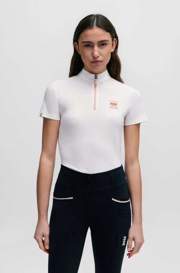 MULHER HUGO BOSS T-Shirts E Tops>Camisa De Treino De Meia Manga Equestre Em Pêssego