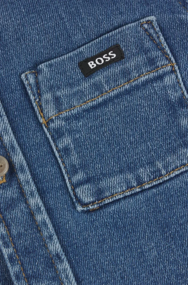 Crianças HUGO BOSS Júniores (Idades 4-14)>Camisa Para Criança De Manga Comprida Em Ganga Elástica De Algodão