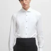 HUGO BOSS Artigos Essenciais>Camisa-vestido De Ajuste Slim Em Popelina De Algodão Elástico Fácil De Engomar