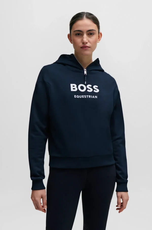 MULHER HUGO BOSS Roupa De Equitação>Camisola Com Capuz Com Fecho De Correr Equestre Com Logótipo De Silicone