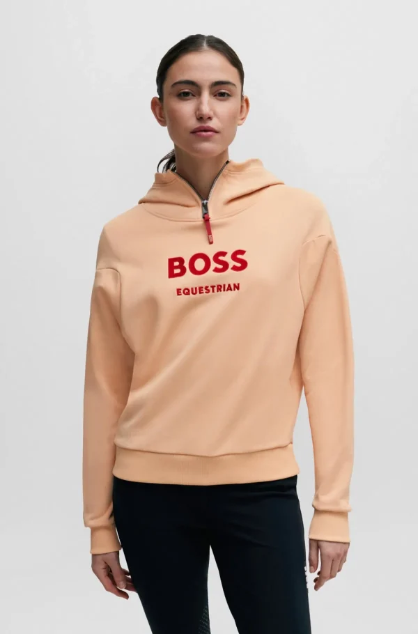 MULHER HUGO BOSS Roupa De Equitação>Camisola Com Capuz Com Fecho De Correr Equestre Com Logótipo De Silicone