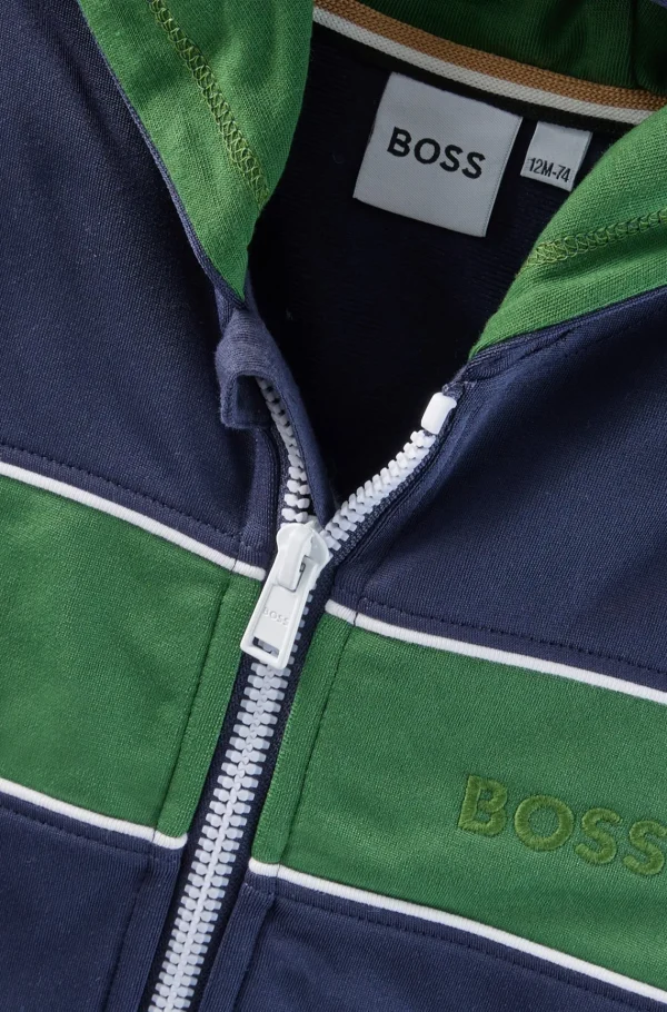 Crianças HUGO BOSS Partes De Cima Para Rapaz>Camisola Com Capuz Com Fecho Para Criança Com Logótipo Bordado