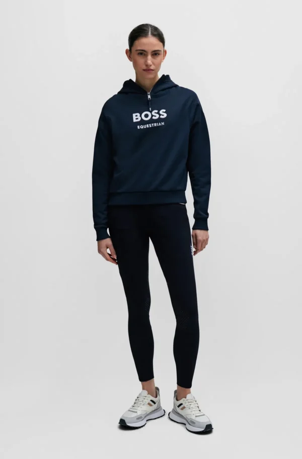 MULHER HUGO BOSS Roupa De Equitação>Camisola Com Capuz Com Fecho De Correr Equestre Com Logótipo De Silicone