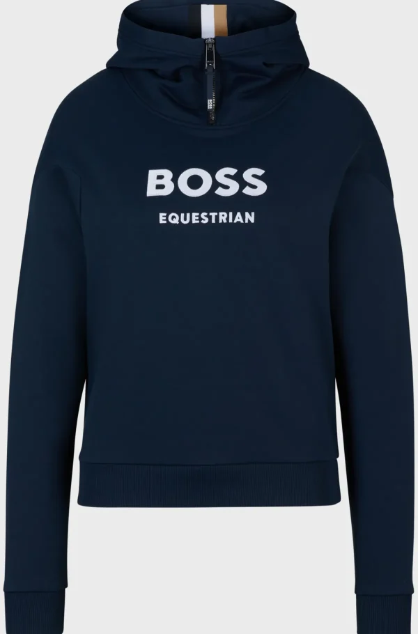 MULHER HUGO BOSS Roupa De Equitação>Camisola Com Capuz Com Fecho De Correr Equestre Com Logótipo De Silicone