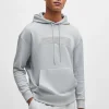 HUGO BOSS Sweats E Hoodies>Camisola Com Capuz De Ajuste Descontraído Em Mistura De Algodão Com Arte De Logótipo