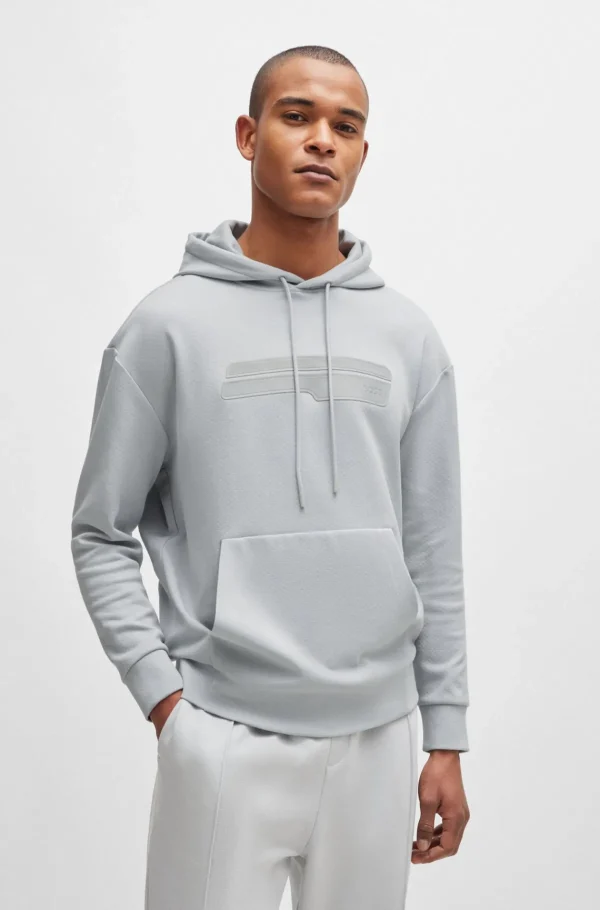 HUGO BOSS Sweats E Hoodies>Camisola Com Capuz De Ajuste Descontraído Em Mistura De Algodão Com Arte De Logótipo