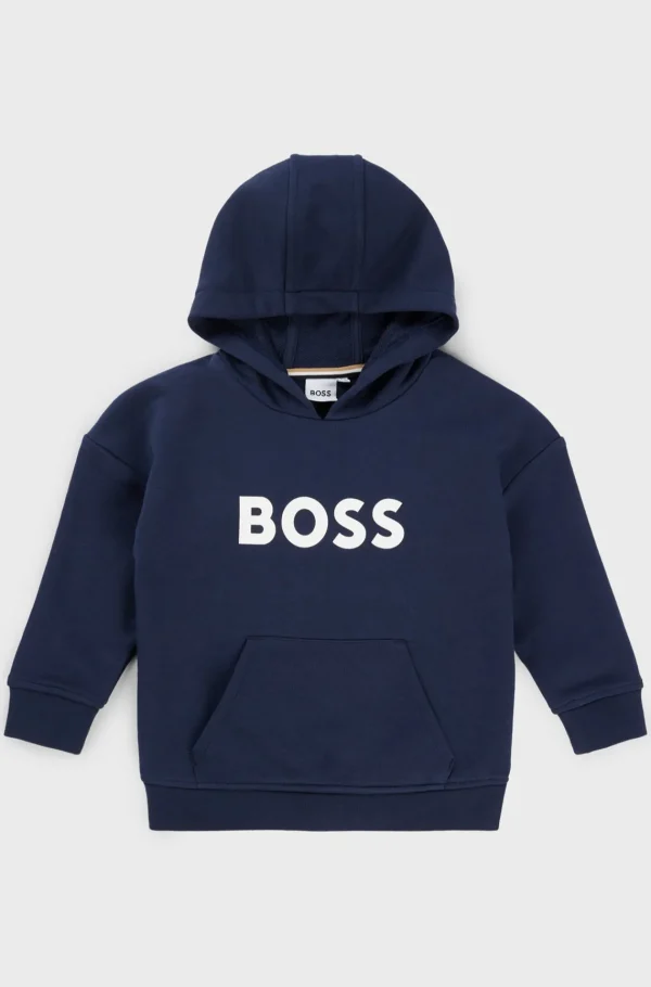 Crianças HUGO BOSS Partes De Cima Para Rapaz>Camisola Com Capuz De Ajuste Largo Para Criança Com Logótipo Contrastante