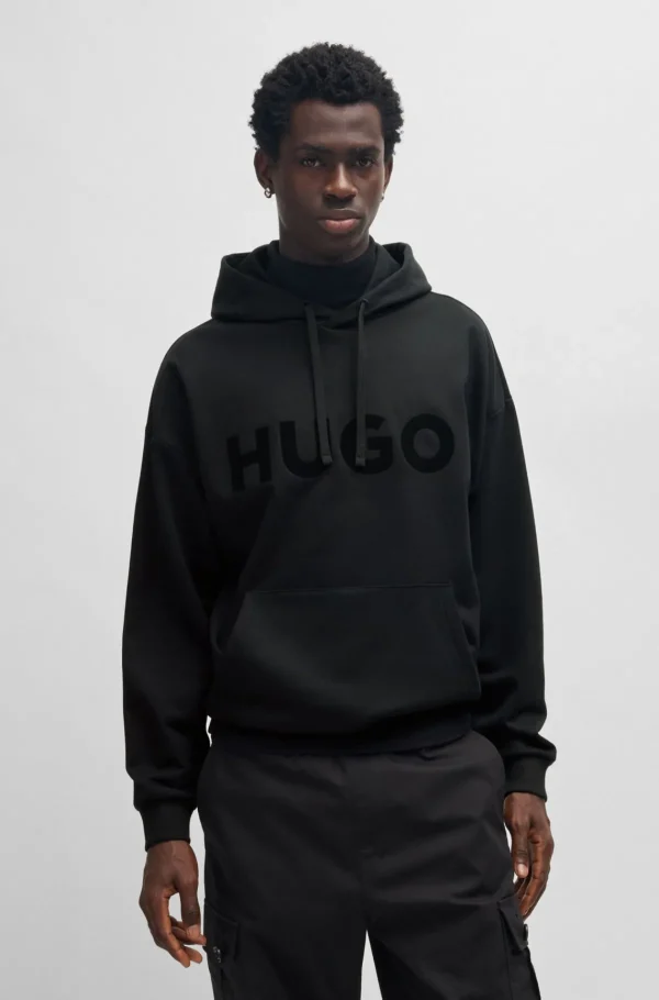 HUGO BOSS Sweats E Hoodies>Camisola Com Capuz De Ajuste Grande Em Terry De Algodão Com Logótipo Tonal