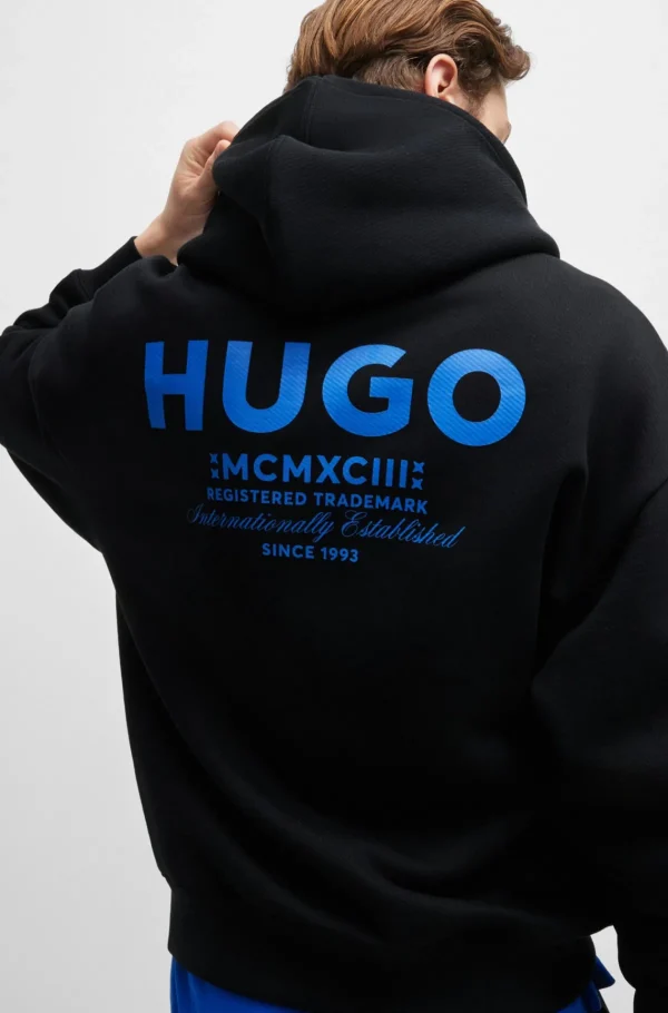 HUGO BOSS Sweats E Hoodies>Camisola Com Capuz De Ajuste Largo Em Terry De Algodão Com Detalhes De Logótipo