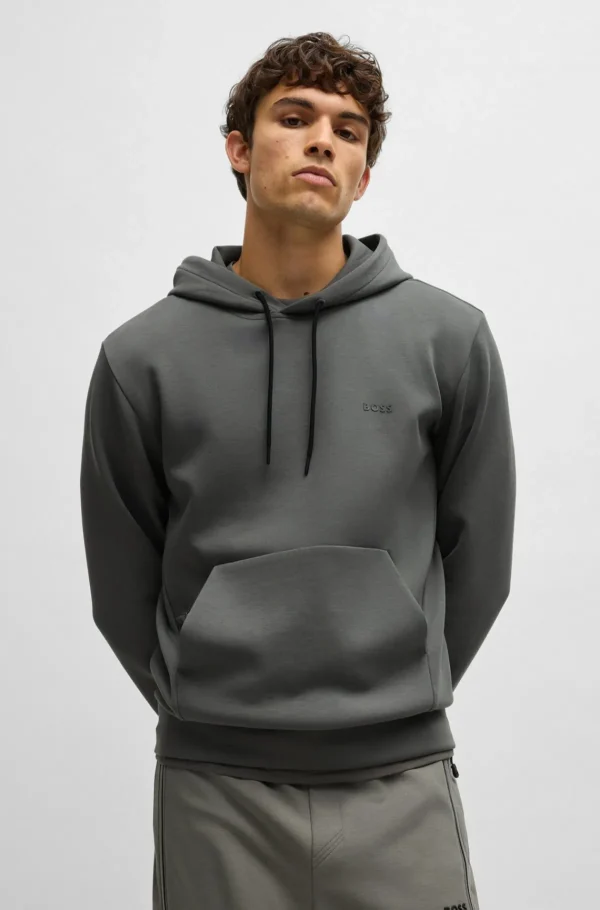 HUGO BOSS Fatos De Treino | Sweats E Hoodies>Camisola Com Capuz De Algodão Elástico Com Logótipo De Sanduíche