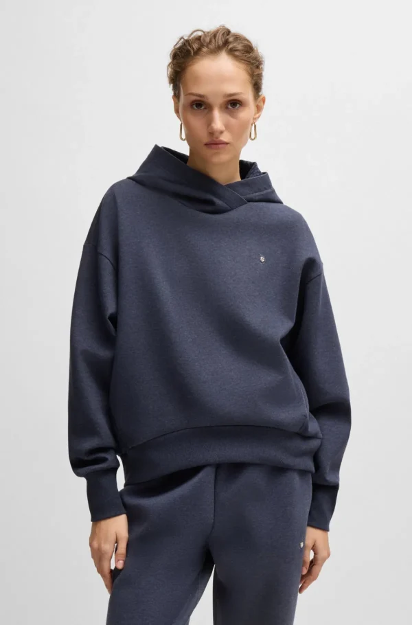 MULHER HUGO BOSS Sweats E Hoodies | Fatos De Treino>Camisola Com Capuz De Algodão De Fusão Com Monograma Double B