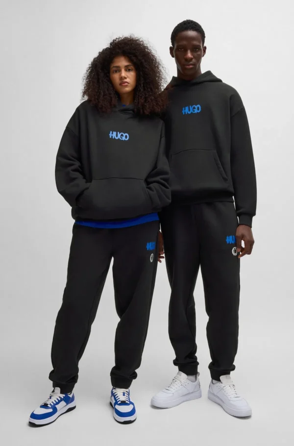 MULHER HUGO BOSS Fatos De Treino | Sweats E Hoodies>Camisola Com Capuz De Algodão Com Logótipo De Rosto Sorridente