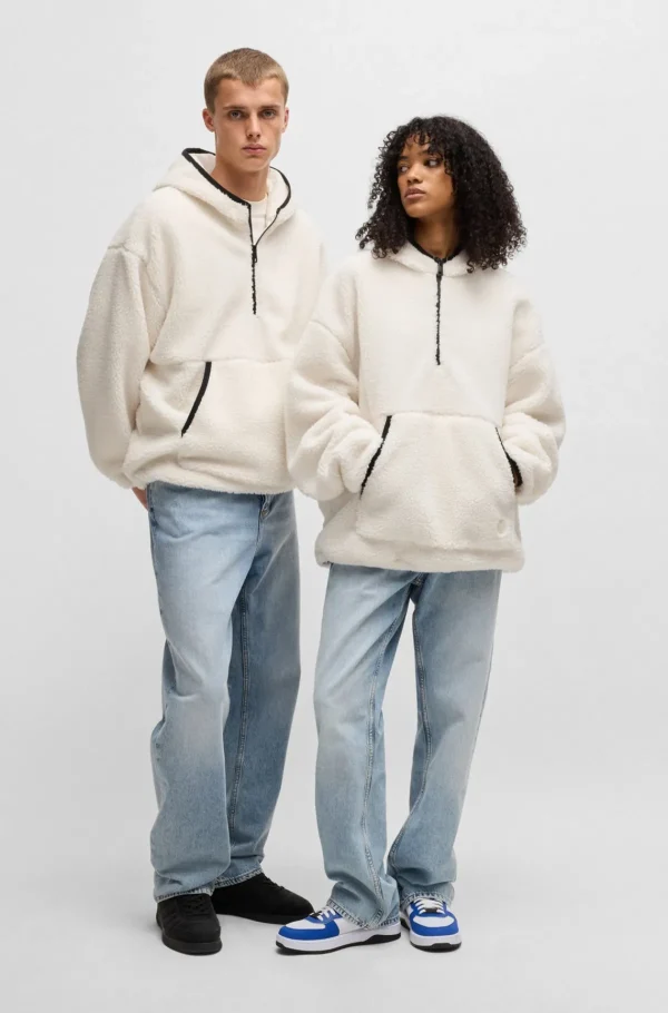 HUGO BOSS Sweats E Hoodies>Camisola Com Capuz De Peluche Com Gola Com Fecho E Logótipo