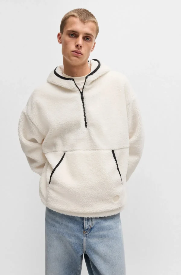 HUGO BOSS Sweats E Hoodies>Camisola Com Capuz De Peluche Com Gola Com Fecho E Logótipo