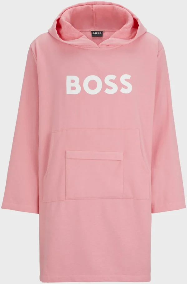 MULHER HUGO BOSS Roupa De Praia>Camisola Com Capuz De Praia Com Logótipo Em Algodão Com Bolso Canguru