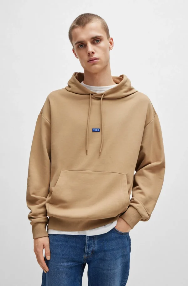 HUGO BOSS Sweats E Hoodies>Camisola Com Capuz De Terry De Algodão Com Etiqueta De Logótipo Azul