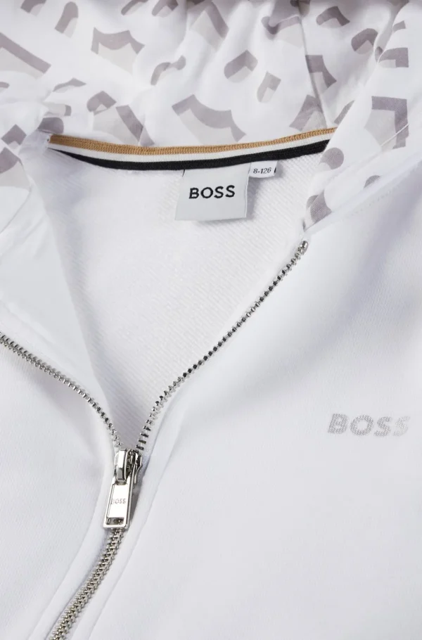 Crianças HUGO BOSS Júniores (Idades 4-14)>Camisola Com Capuz De Velo Para Criança Com Detalhes Exclusivos